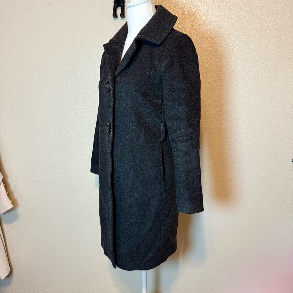 J. Crew Cashmere & Wool Harriet Plum Pea Coat Charcoal Gray Size 0 Petite - Picture 5 of 15